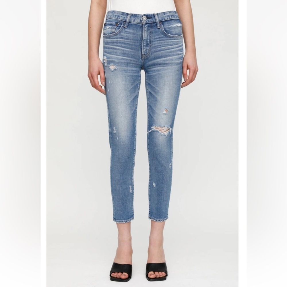 Moussy Vintage Light Blue Distressed Ankle Jeans